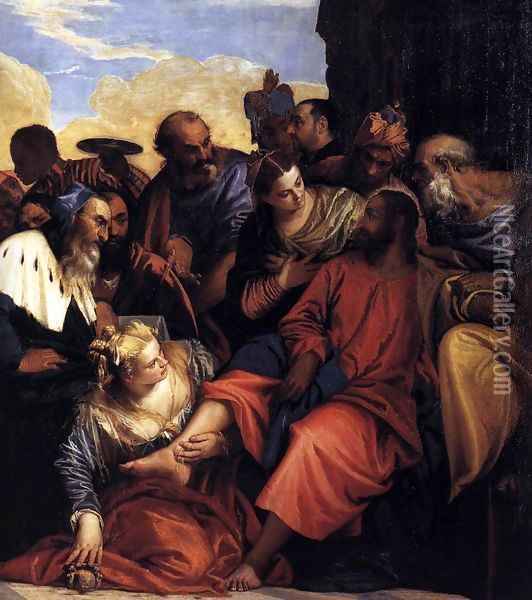 Feast in the House of Simon (detail) 2 Oil Painting - Paolo Veronese (Caliari)