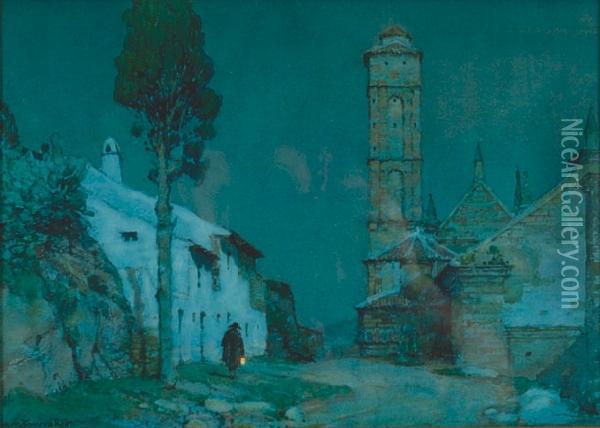 Moonlight - Santa Maria, Antequera Oil Painting - Albert Moulton Foweraker