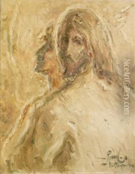 Cristo Y Maria Oil Painting - Fidelio Ponce De Leon