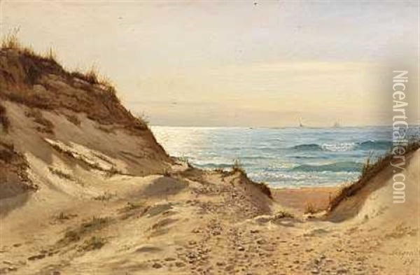 Udsigt Gennem Klitterne Pa Skagen Strand Oil Painting - Peter (Johann P.) Raadsig