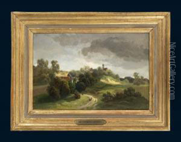 Romantische Dorflandschaft Oil Painting - Carl Ernst Morgenstern