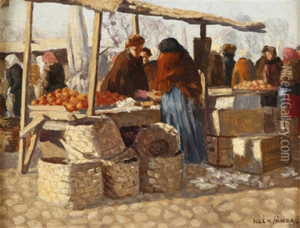 Markttag Oil Painting - Janos Kleh