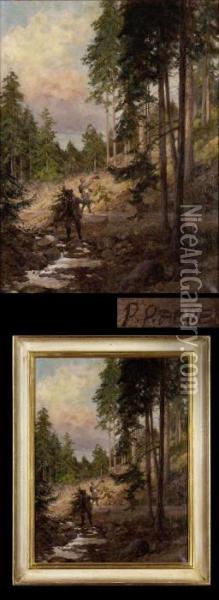 Wanderer Im Wald Oil Painting - Paul Paede