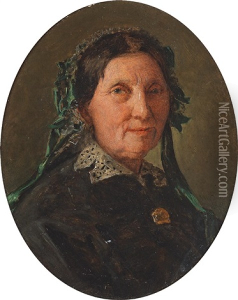 An Old Woman In A Lace Collar And With A Gold Brooch Oil Painting - Ferdinand Georg Waldmueller