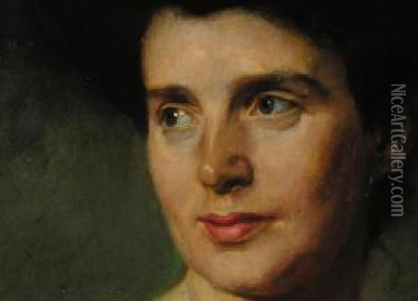 Damenportrait Oil Painting - Leopold Schmutzler