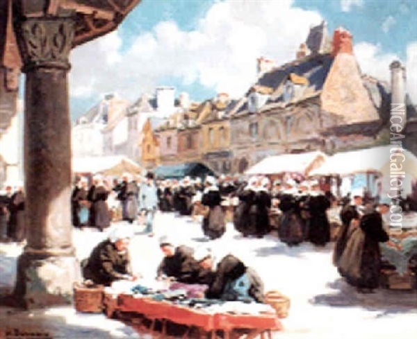 Jour De Marche En Bretagne Oil Painting - Henri Alphonse Barnoin