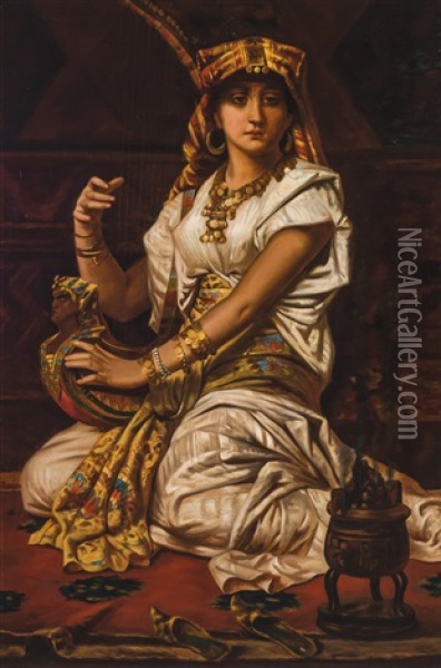 Portrait Of An Egyptian Woman Oil Painting - Nathaniel Sichel
