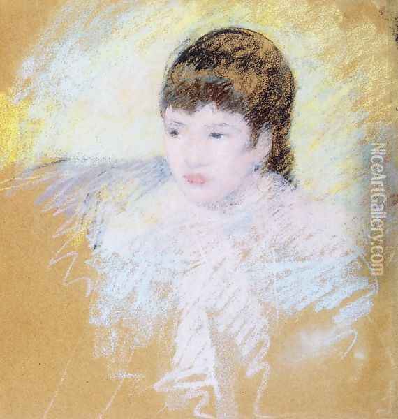 Young Girl With Brown Hair Looking To Left oil painting reproduction by Mary  Cassatt 