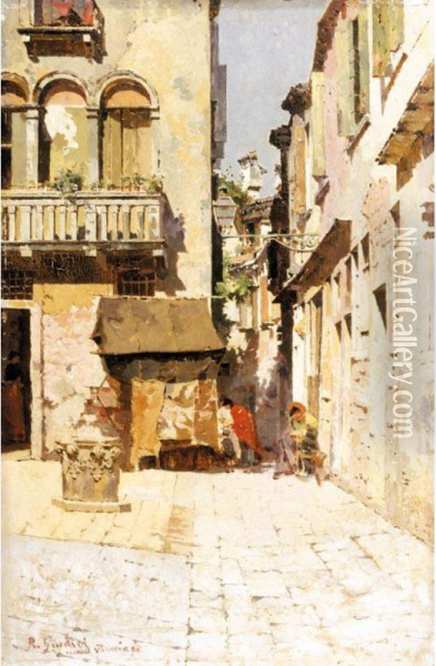 Campiello Oil Painting - Rinaldo Giudici