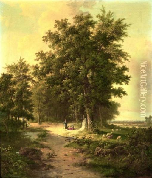 Landscape Near Schevening Oil Painting - Barend Cornelis Koekkoek