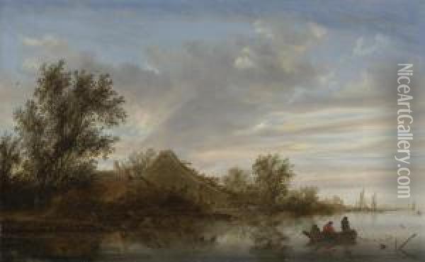 A River Landscape Oil Painting - Salomon van Ruysdael