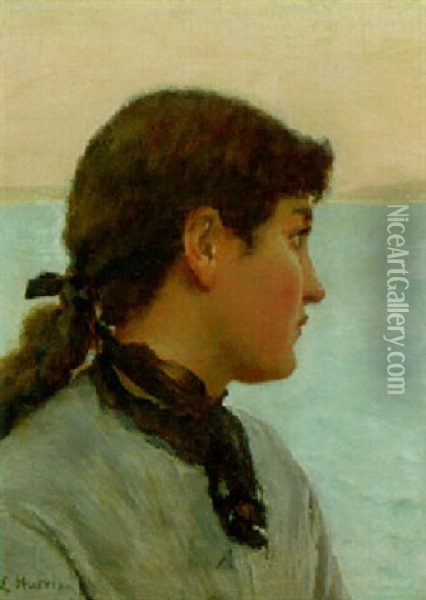 A Fishergirl, Newlyn Oil Painting - Edwin Harris