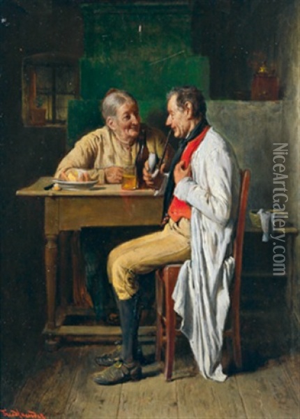 Im Gesprach Oil Painting - Friedrich Ritter von Malheim Friedlaender