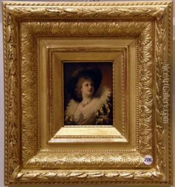 Damenportrait In Historischem Kostum Oil Painting - Anton Ebert