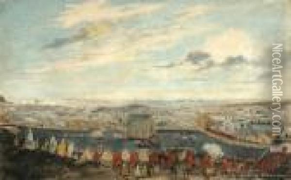 New Plymouth Under Siege - 40th 
Regiment,marsland Hill, Taranaki, New Plymouth' - Circa 1860 Oil Painting - Edwin Harris