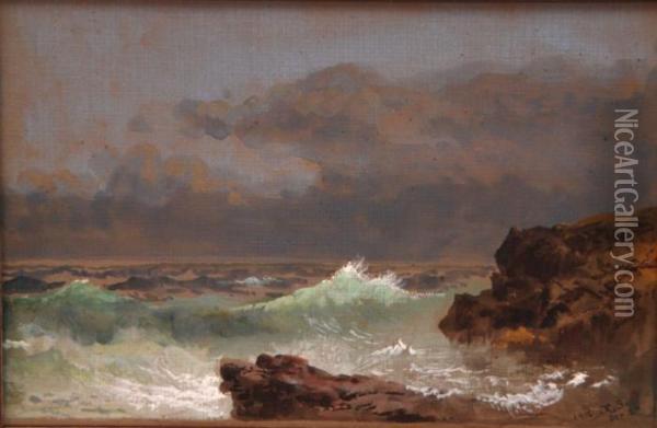 Crashing Waves Oil Painting - Xanthus Russell Smith