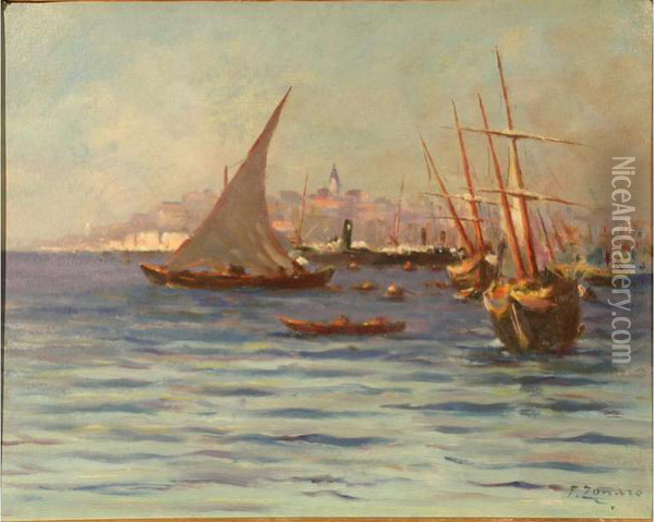 Marine, Vue Des Cotes De Turquie Oil Painting - Fausto Zonaro
