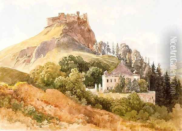 Povazsky Hrad and the Renaissance Mansion Oil Painting - Thomas Ender