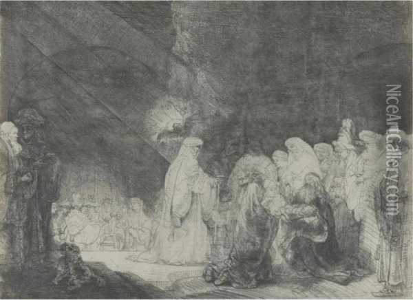The Presentation In The Temple (b., Holl. 49; H. 162;bb.40-1) Oil Painting - Rembrandt Van Rijn