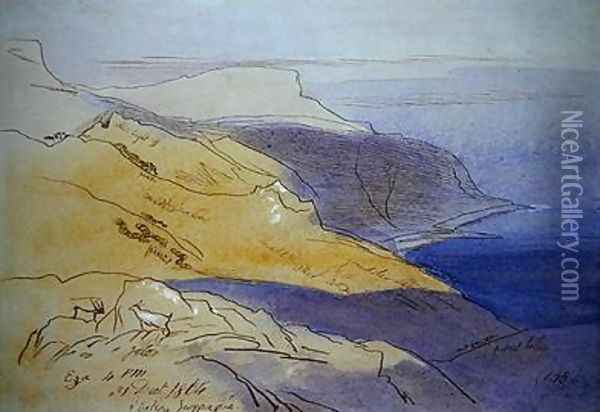 Coastal Landscape Eza Oil Painting - Edward Lear