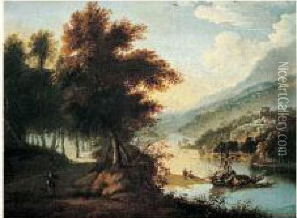 Vue De La Vallee Du Rhin Oil Painting - Anton Faistenberger