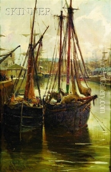Gray Day In The Harbor Oil Painting - Charles James Lauder
