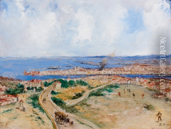 Vue D'un Port Mediterraneen Oil Painting - Edouard-Jacques Dufeu