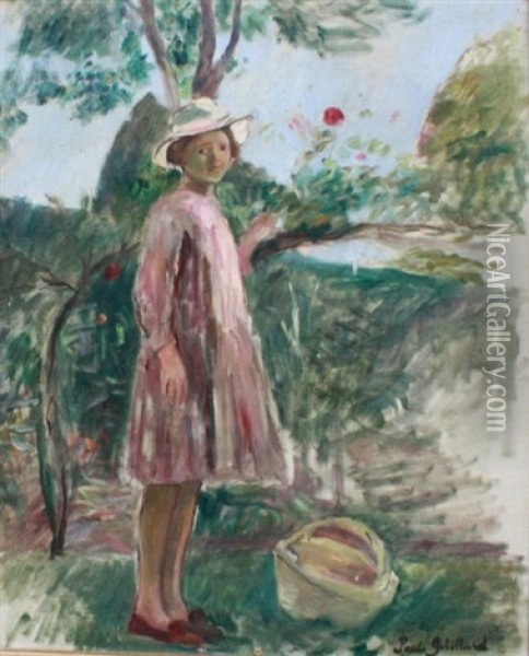 Jeune Fille Cueillant Des Fruits Oil Painting - Paule Gobillard