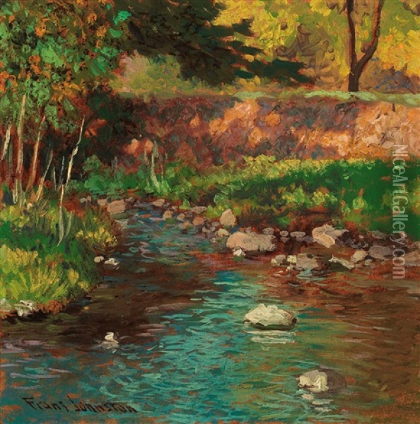 Bubbling Brook Oil Painting - Francis Hans Johnston