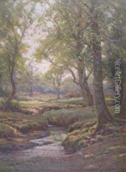A New Forest Stream Oil Painting - Frederik Golden Short