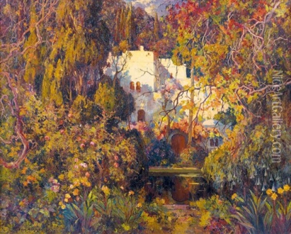Villa Mauresque Dans Un Jardin A Alger Oil Painting - Eugene F. A. Deshayes