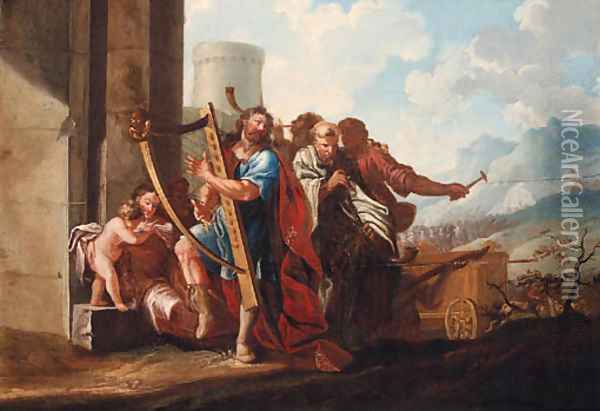 David dancing before the Ark Oil Painting - Karel van III Mander