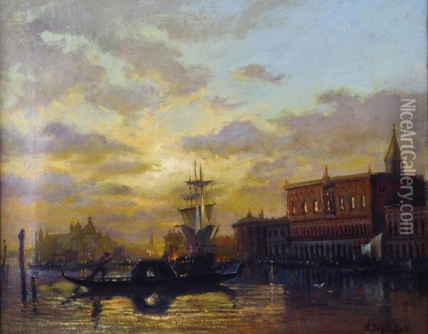 Venedig Im Lichte Der Abenddammerung. Oil Painting - Aleksei Petrovich Bogolyubov