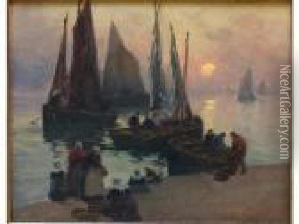 Retour De Peche Au Soleilcouchant Oil Painting - Fernand Marie Eugene Legout-Gerard