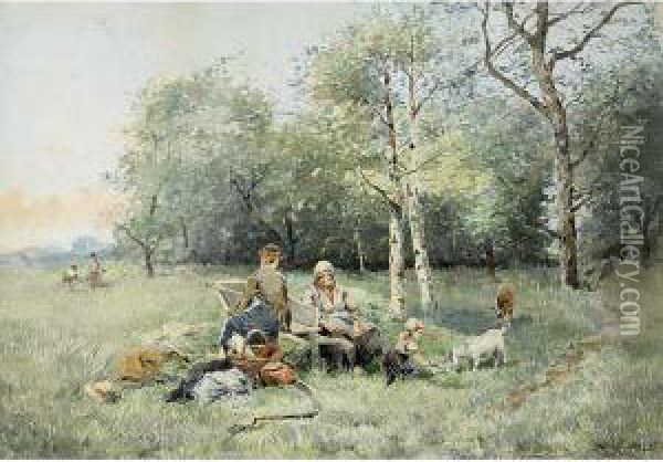 In The Fields Oil Painting - Johan Mari Ten Kate