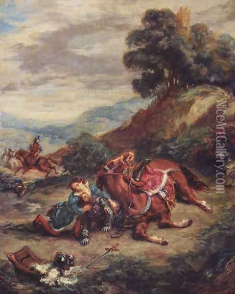 The Lara's death Oil Painting - Eugene Delacroix