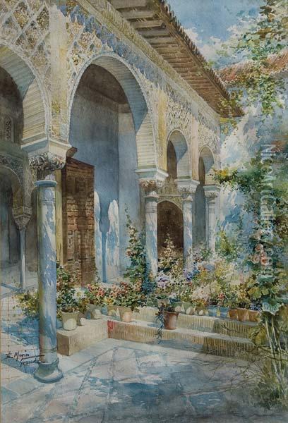 Patio De Granada Oil Painting - Emile Marin