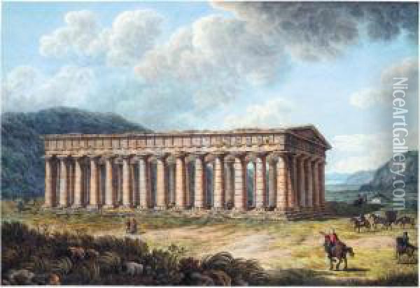 View Of The Temple Of Segesta Oil Painting - Pietro Martorana