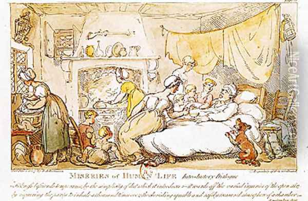Miseries of Human Life: Introductory Dialogue, published by R. Ackermann, 1807 Oil Painting - Thomas Rowlandson