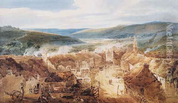 The Village of Jedburgh, Roxburghshire Oil Painting - Thomas Girtin