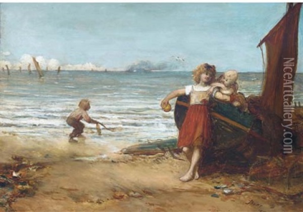 The Fisherman's Family Oil Painting - John Burr