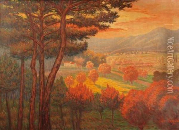 Soiree D'automne Sur La Vallee Oil Painting - Jules Contant