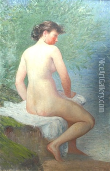 Jeune Femme Au Bain Oil Painting - Emile Alfred Dezaunay