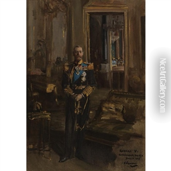 King George V, Buckingham Palace Oil Painting - John Lavery
