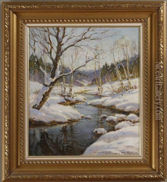 Winter, Old Forge Oil Painting - Constantin Alexandr. Westchiloff