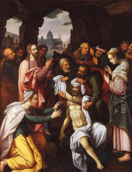 La Resurrection De Lazarre Oil Painting - Michiel Coxie the Elder