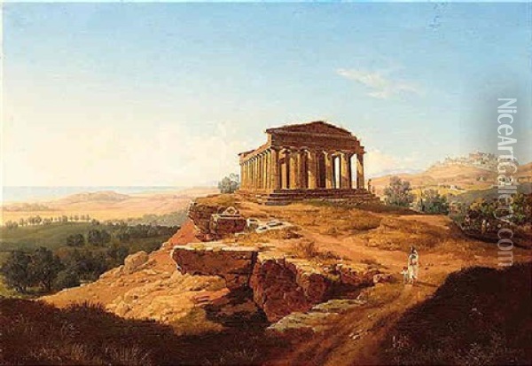 View Of Syracuse Oil Painting - Gustaf Wilhelm Palm