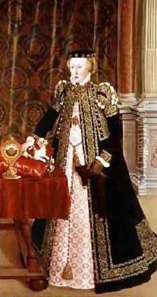 Archduchess Anna of Bavaria 1528-90 daughter of Ferdinand I Holy Roman Emperor 1556 Oil Painting - Hans Muelich or Mielich