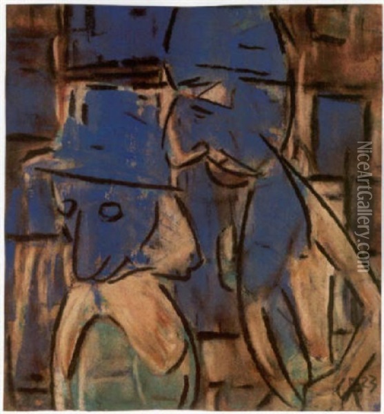 Blaue Figuren Oil Painting - Christian Rohlfs
