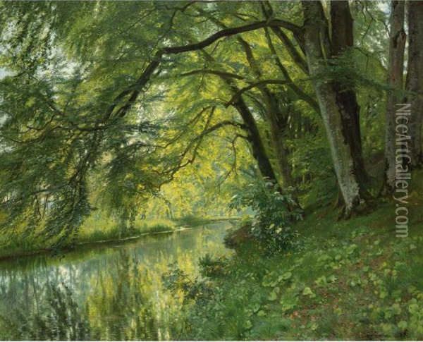 River Landscape Oil Painting - Christian Zacho
